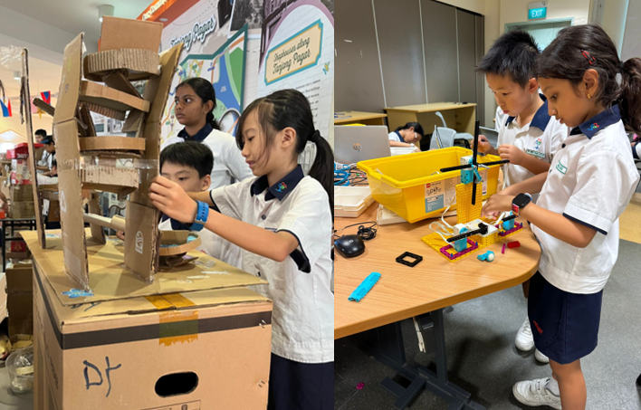 Students participating in adaptive thinking challenges such as STEM Challenge and Robotics Challenge.